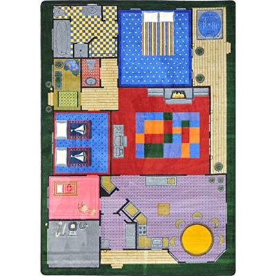 Joy Carpets 1453D Kid Essentials Active Play & Juvenile Creative Play House Rug, 7'8" x 10'9", Multi