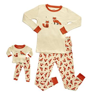 Leveret Kids & Toddler Pajamas Matching Doll & Girls Pajamas 100% Cotton Pjs Set (Fox, 3 Years)
