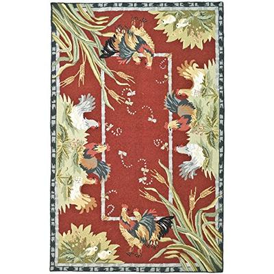 Safavieh Chelsea Collection HK56C Hand-Hooked Burgundy Premium Wool Area Rug (7'9