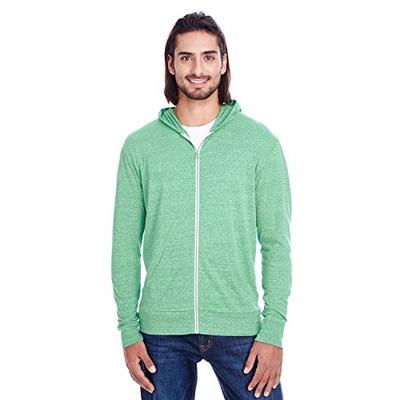 Threadfast Apparel Unisex Triblend Full-Zip Light Hoodie L Green Triblend