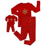 Leveret Snowflake Matching Doll & Girl 2 Piece Pajama Set 100% Cotton 4 Years screenshot. Sleepwear directory of Clothes.