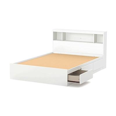 South Shore Reevo Full Mates Bed With Bookcase Headboard (54"), Pure White