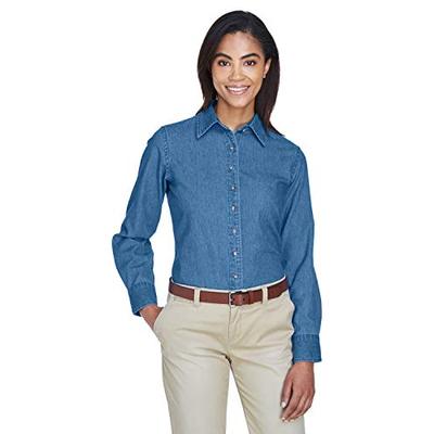 Harriton Womens Long-Sleeve Denim Shirt (M550W) -LIGHT DENI -L