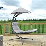 Ebern Designs Vivere Maglione The Original Sturdy Dream Chair w/ Removable Cushion & Umbrella Plastic/Resin/Polyester in Gray | Wayfair
