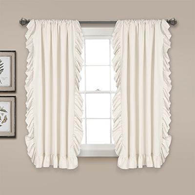 Lush Decor Reyna White Window Panel Curtain Set for Living, Dining Room, Bedroom (Pair), 54 x 63