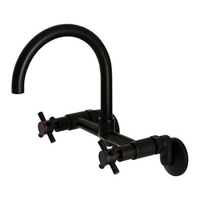 Kingston Brass KS414MB Concord 8" Adjustable Center Wall Mount Kitchen Faucet 7-1/16" in Spout Reach