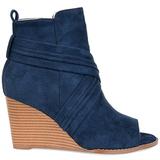 Brinley Co. Womens Wedge Bootie Blue, 6 Regular US screenshot. Shoes directory of Clothing & Accessories.
