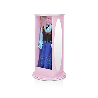 Guidecraft Rotating Dress-Up Storage - Pink: Armoire for Toddlers with 2 Mirrors, Cubbies & Hooks, P