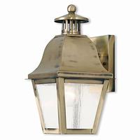 Livex Lighting 2550-01 Amwell 1 Light AB Outdoor Wall Lantern Antique Brass