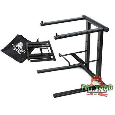 Folding DJ Laptop Stand with Sub-tray Shelf by Fat Toad | Pro Audio Computer Table Top Rack Stand Mo