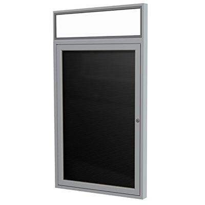 Ghent 3" x 2" 1 Door Enclosed Flannel Letter Board, Black, Satin Aluminum Frame with Headliner (PAB2