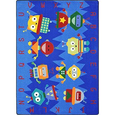 Joy Carpets Kid Essentials Early Childhood Alphabet Bots Rug, Multicolored, 5'4" x 7'8"
