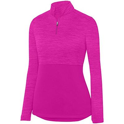Augusta Sportswear Women's Shadow Tonal Heather 1/4 Zip Pullover L Power Pink