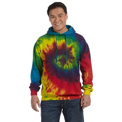 100% Cotton Tie-Dyed Hoodie, 8.5 Ounce - Reactive Rainbow in Size Large