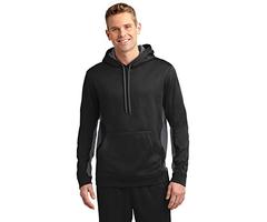 Sport-Tek Men's Sport Wick Fleece Colorblock Hooded L Black/Dark Smoke Grey