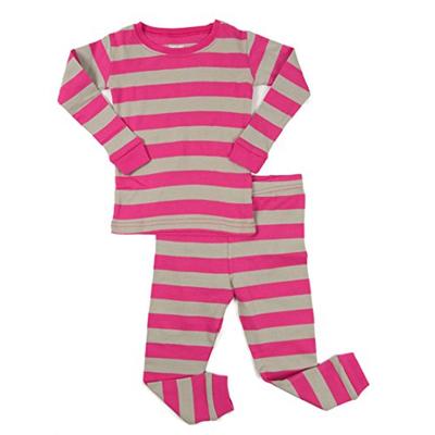 Leveret Striped 2 Piece Pajama Set 100% Cotton (5 Toddler, Berry & Chime)