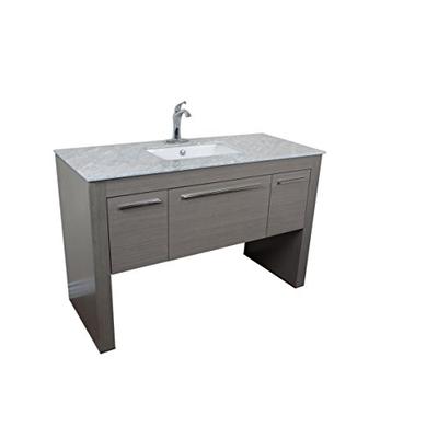 Bellaterra Home Single Sink Gray Vanity with White Marble, 55.3"