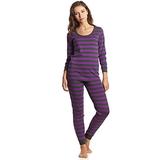 Leveret Womens Fitted Striped 2 Piece Pajama Set 100% Cotton (X-Small, Purple & Grey) screenshot. Pajamas directory of Lingerie.