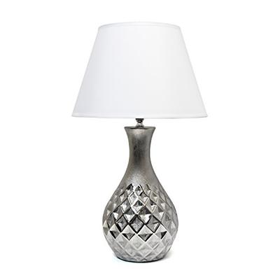 Elegant Designs LT2041-MSV Juliet Ceramic Table Lamp with Metallic Silver Base and White Fabric Shad