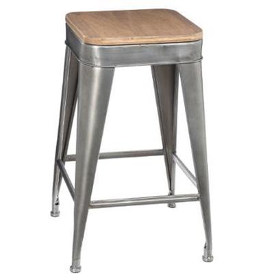 Tabouret de bar en métal coloris gris - Dim : l 38 x l 38 x h 59,9 cm Pegane