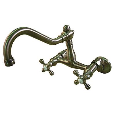 Kingston Brass KS3223AX Vintage Wall Mount Kitchen Faucet, 8-1/2", Vintage Brass