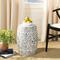 Safavieh Castle Gardens Collection Glazed Ceramic White and Charcoal Flower & Vine Garden Stool