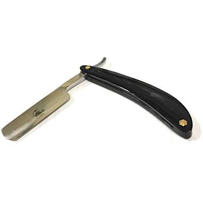 GBS Men's Black Faux Horn Carbon Steel Straight Razor - Cut Throat - Professional Quality- Shave Rea