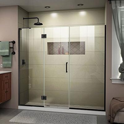 DreamLine Unidoor-X 72-72 1/2 in. W x 72 in. H Frameless Hinged Shower Door in Satin Black, D3262272