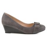 Brinley Co. Womens Gael Faux Suede Buckle Detail Comfort-Sole Wedges Grey, 11 Regular US screenshot. Shoes directory of Clothing & Accessories.