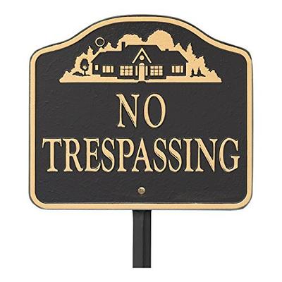 Whitehall"No Trespassing, Cast Aluminum, Durable Wall Or Lawn Mounting Decorative Home Design Sign B