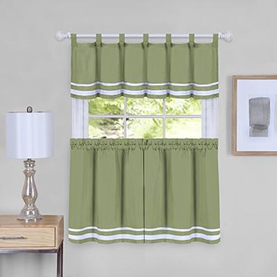 Achim Home Furnishings Imports Dakota Window Curtain Tier Pair and Valance Set, 58" x 36", Green