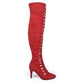 Brinley Co. Womens Regular and Wide Calf Vintage Almond Toe Over-The-Knee Boots Red, 5.5 Regular US screenshot. Shoes directory of Clothing & Accessories.
