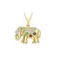 CARISSIMA Gold Women's 9 ct Yellow Gold Diamond, Sapphire, Emerald and Ruby Elephant Pendant on Chain Necklace of 46 cm/18 inch