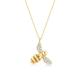 Bee Necklace Made of 14 Carat,585 Real Gold,Yellow Gold Jewellery for Women,Animal Gold Chain with Cubic Zirconia,Women's Chain with Bumble Bee Pendant,Birthday Gift, Gold, Cubic Zirconia