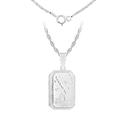 Tuscany Silver Women's Sterling Silver Large Rectangle Engraved Locket Pendant and Rope Chain of 56cm/22"