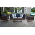 Amalfi 6 Piece Outdoor Wicker Patio Furniture Set 06r in Navy - TK Classics Amalfi-06R-Gld-Navy