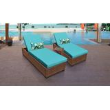 Laguna Chaise Set of 2 Outdoor Wicker Patio Furniture w/ Side Table in Aruba - TK Classics Laguna-2X-St-Aruba