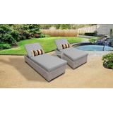 Florence Chaise Set of 2 Outdoor Wicker Patio Furniture w/ Side Table in Grey - TK Classics Florence-2X-St