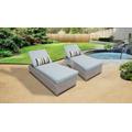 Florence Chaise Set of 2 Outdoor Wicker Patio Furniture w/ Side Table in Spa - TK Classics Florence-2X-St-Spa