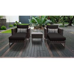 Amalfi 5 Piece Outdoor Wicker Patio Furniture Set 05b in Black - TK Classics Amalfi-05B-Brn-Black