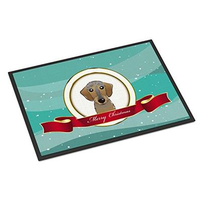 Caroline's Treasures BB1543JMAT Wirehaired Dachshund Merry Christmas Indoor or Outdoor Mat 24x36, 24