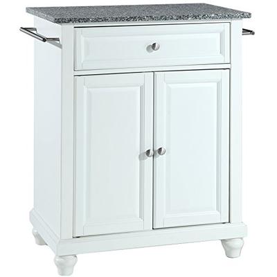 Crosley Furniture Cambridge Cuisine Kitchen Island with Solid Grey Granite Top - White