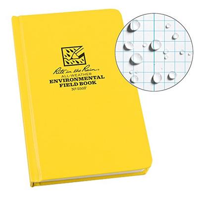 Rite in the Rain Weatherproof Hard Cover Notebook, 4 3/4" x 7 1/2", Yellow Cover, Environmental Patt