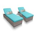 Oasis Chaise Set of 2 Outdoor Wicker Patio Furniture w/ Side Table in Aruba - TK Classics Oasis-2X-St-Aruba