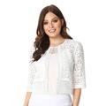 Roman Originals Women Floral Lace Border Jacket - Ladies Formal Smart Special Occasion Party Wedding Guest Mother of The Bride Race Day Short Cover up Bolero Shrug Cardigan - Ivory - Size 12