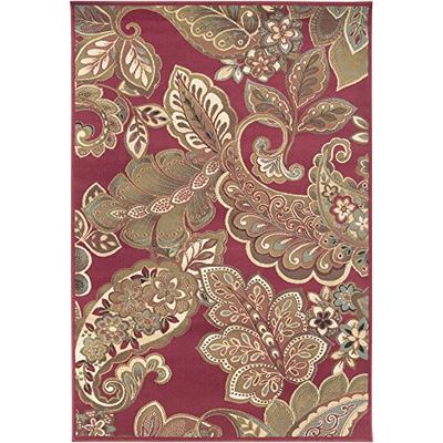 Valentina Dark Red Transitional Area Rug 6'6" x 9'8"