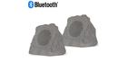 Theater Solutions RK6GBT Powered Bluetooth Outdoor Granite Grey 6.5" Rock Speaker Pair with Dual Con