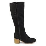 Brinley Co. Womens Regular and Wide Calf Faux Suede Mid-Calf Stacked Wood Heel Boots Black, 12 Regul screenshot. Shoes directory of Clothing & Accessories.