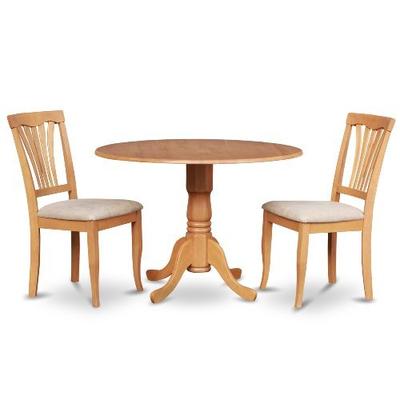 East West Furniture DLAV3-OAK-C 3 PC Set-Small Kitchen Table Plus 2 dinette Chairs, 3-Piece Oak Fini