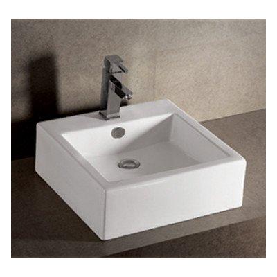 Whitehaus WHKN4051 WHKN4051Isabella Square Wall Mount Basin with Overflow, single Faucet Hole & Rear